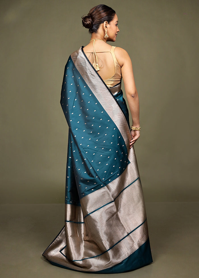 Green Katan Silk Saree With Blouse Piece
