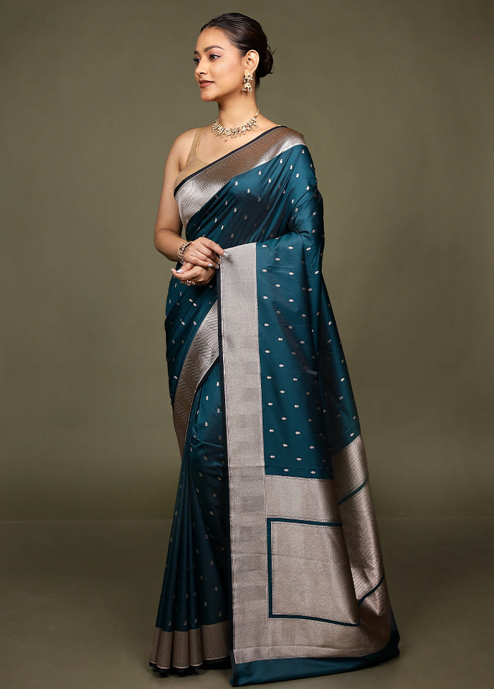 Green Katan Silk Saree With Blouse Piece
