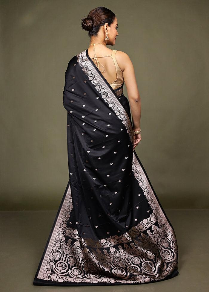 Black Katan Silk Saree With Blouse Piece