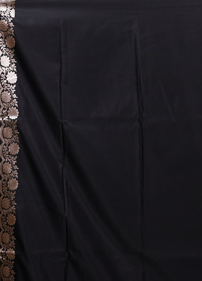 Black Katan Silk Saree With Blouse Piece