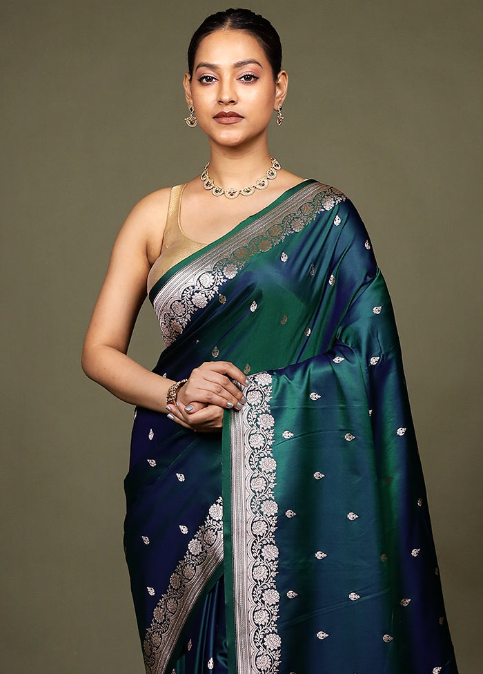Green Katan Silk Saree With Blouse Piece