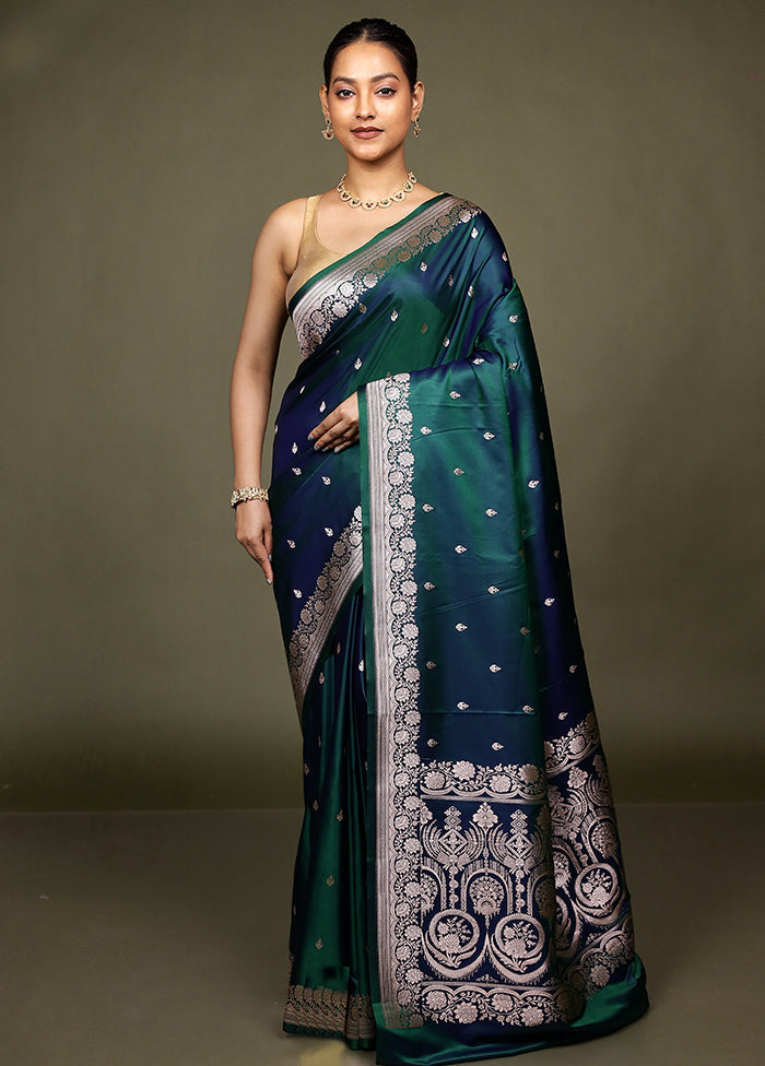 Green Katan Silk Saree With Blouse Piece