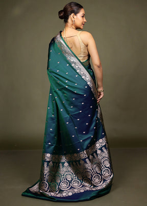 Green Katan Silk Saree With Blouse Piece