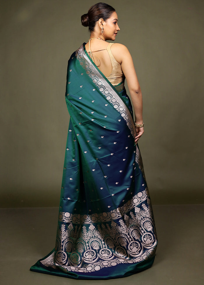 Green Katan Silk Saree With Blouse Piece