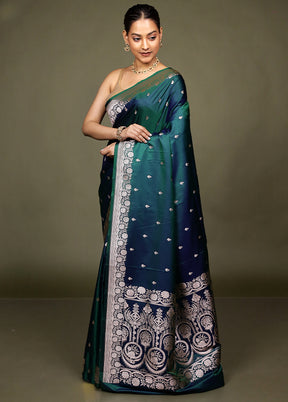 Green Katan Silk Saree With Blouse Piece