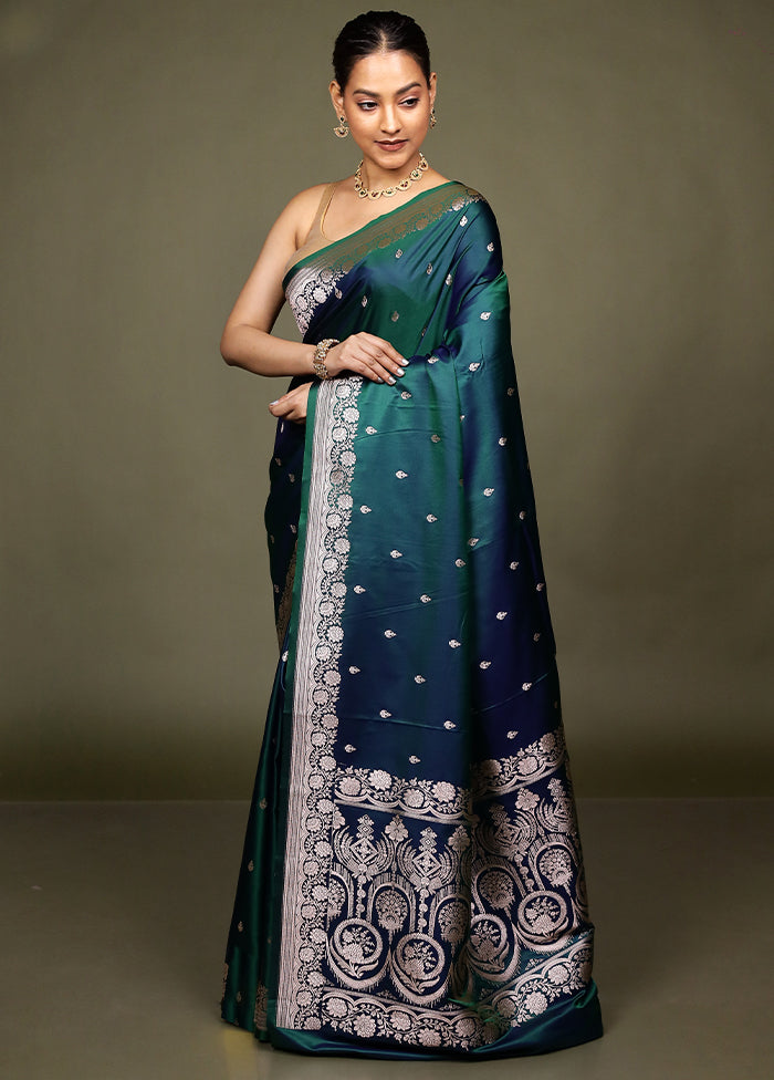 Green Katan Silk Saree With Blouse Piece