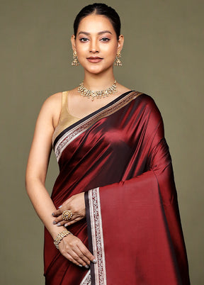 Maroon Katan Silk Saree With Blouse Piece