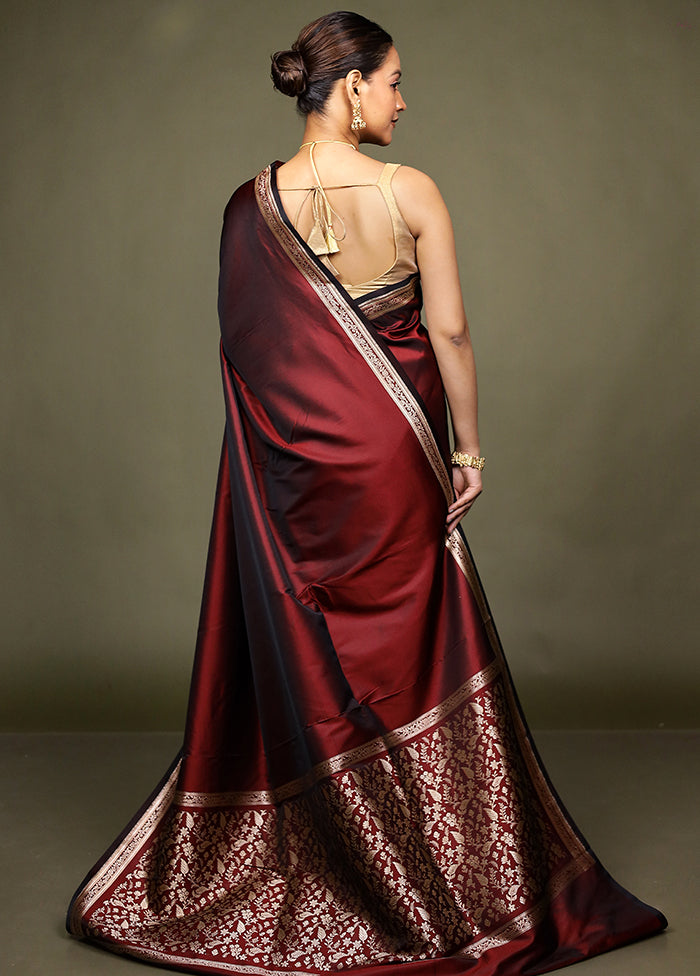 Maroon Katan Silk Saree With Blouse Piece