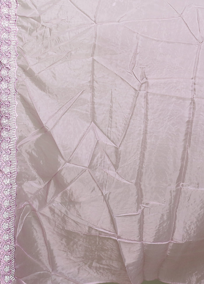 Purple Crushed Tissue Silk Saree With Blouse Piece