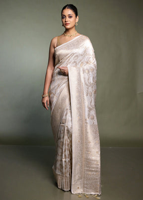 Yellow Dupion Silk Saree With Blouse Piece