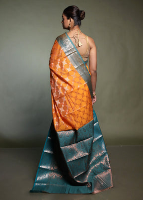 Rust Kora Silk Saree With Blouse Piece