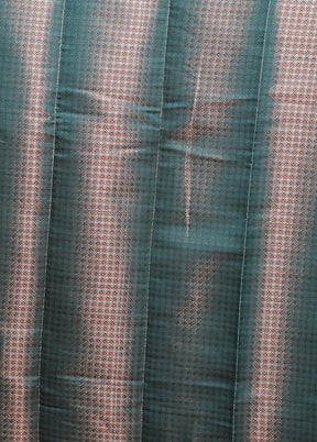 Rust Kora Silk Saree With Blouse Piece