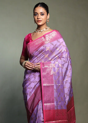 Purple Kora Silk Saree With Blouse Piece