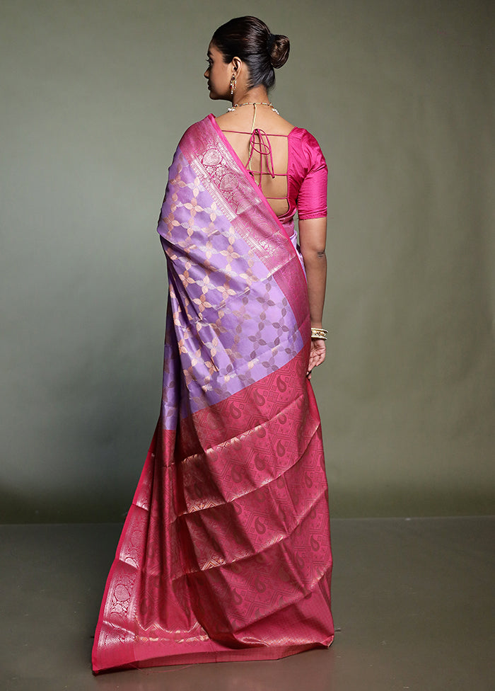 Purple Kora Silk Saree With Blouse Piece