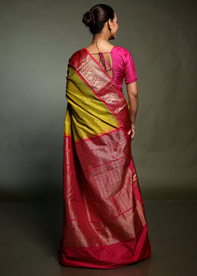 Green Kanjivaram Silk Saree With Blouse Piece