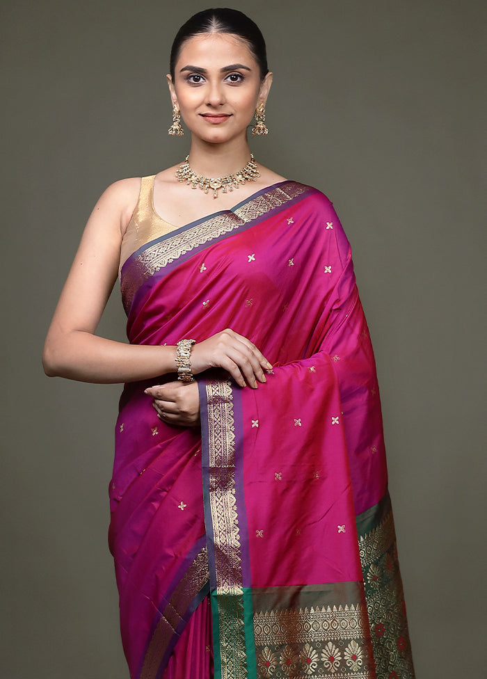 Pink Kanjivaram Silk Saree With Blouse Piece