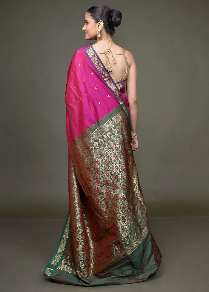 Pink Kanjivaram Silk Saree With Blouse Piece
