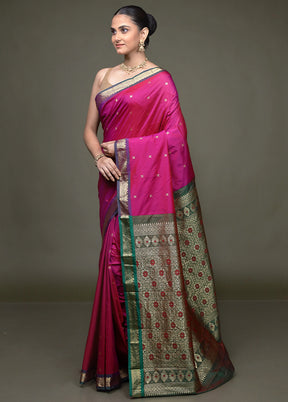 Pink Kanjivaram Silk Saree With Blouse Piece