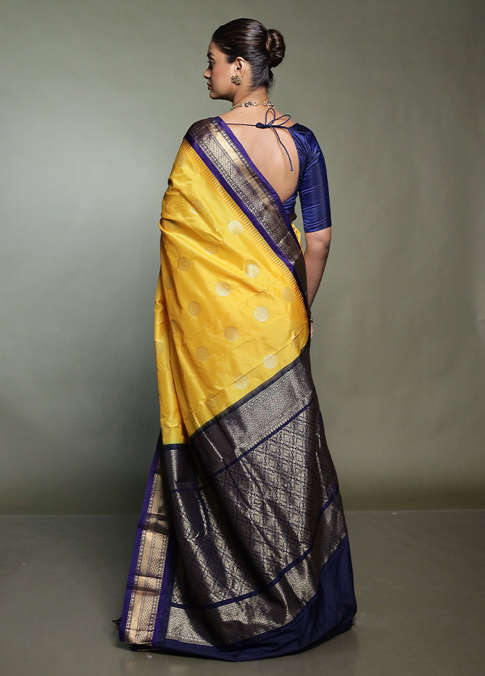 Yellow Kanjivaram Silk Saree With Blouse Piece
