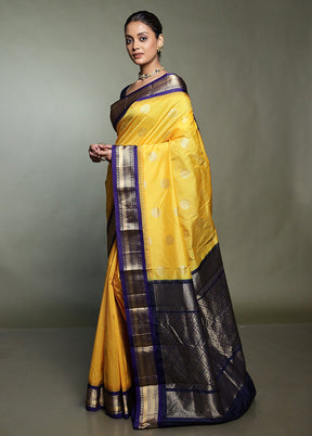 Yellow Kanjivaram Silk Saree With Blouse Piece