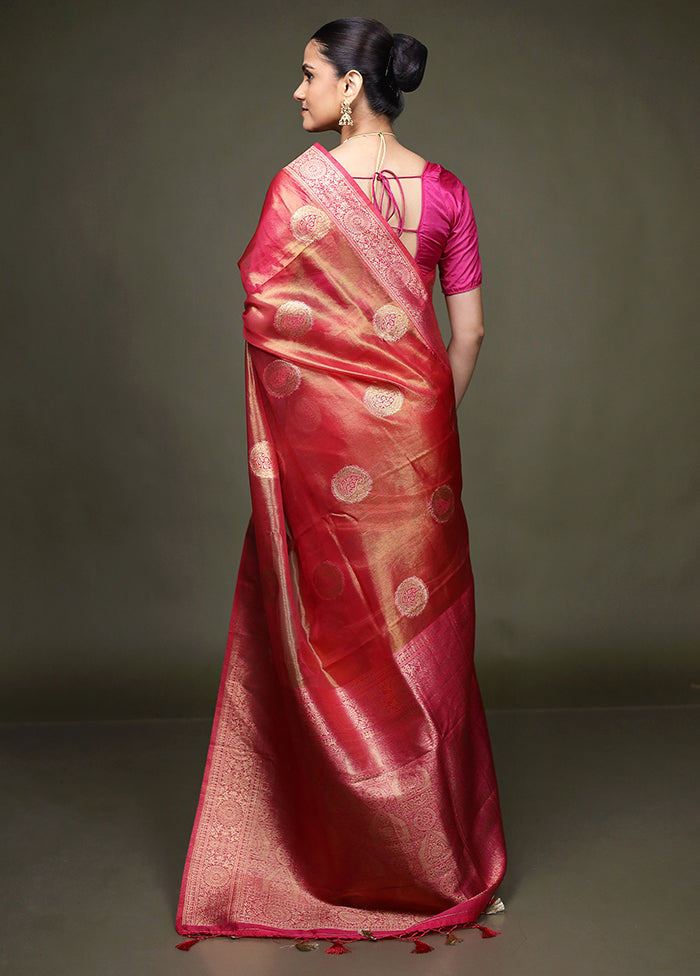 Red Tissue Silk Saree With Blouse Piece
