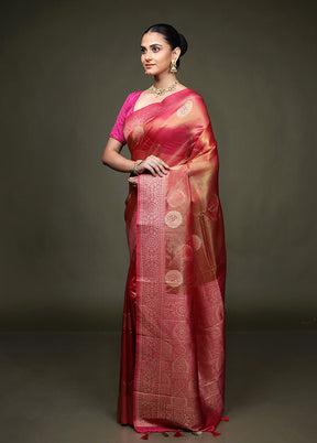 Red Tissue Silk Saree With Blouse Piece