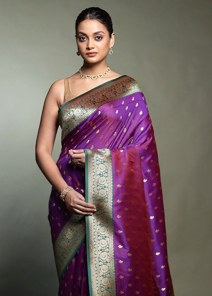 Purple Dupion Silk Saree With Blouse Piece