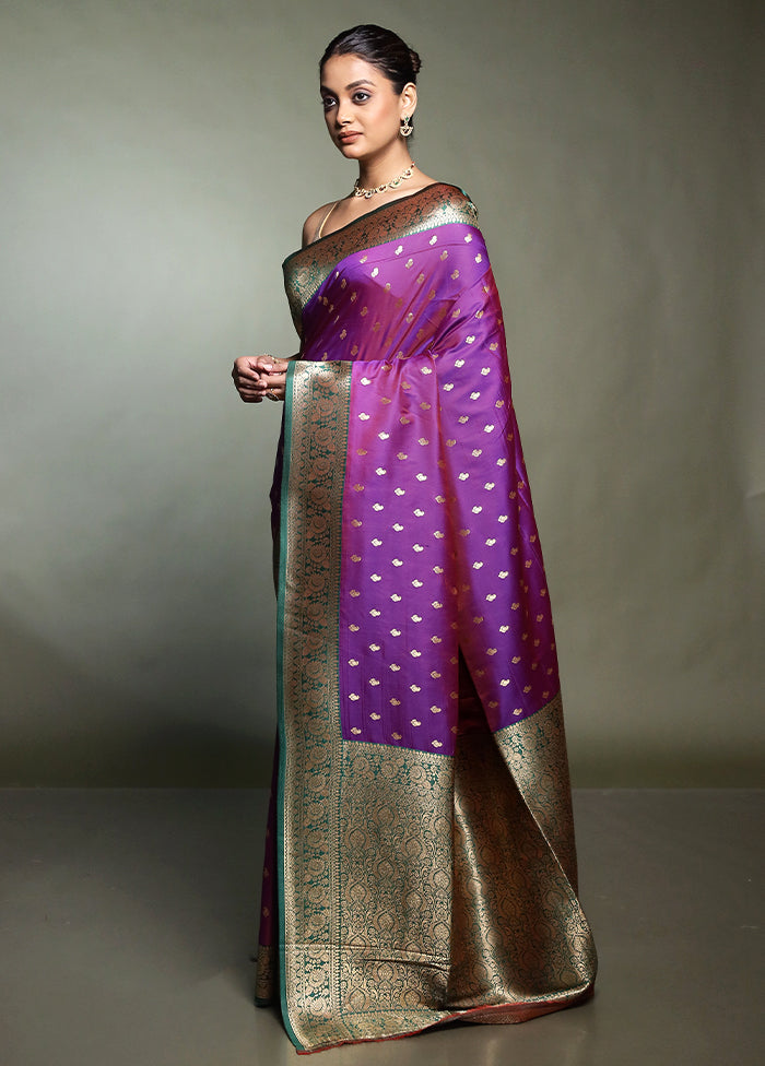 Purple Dupion Silk Saree With Blouse Piece