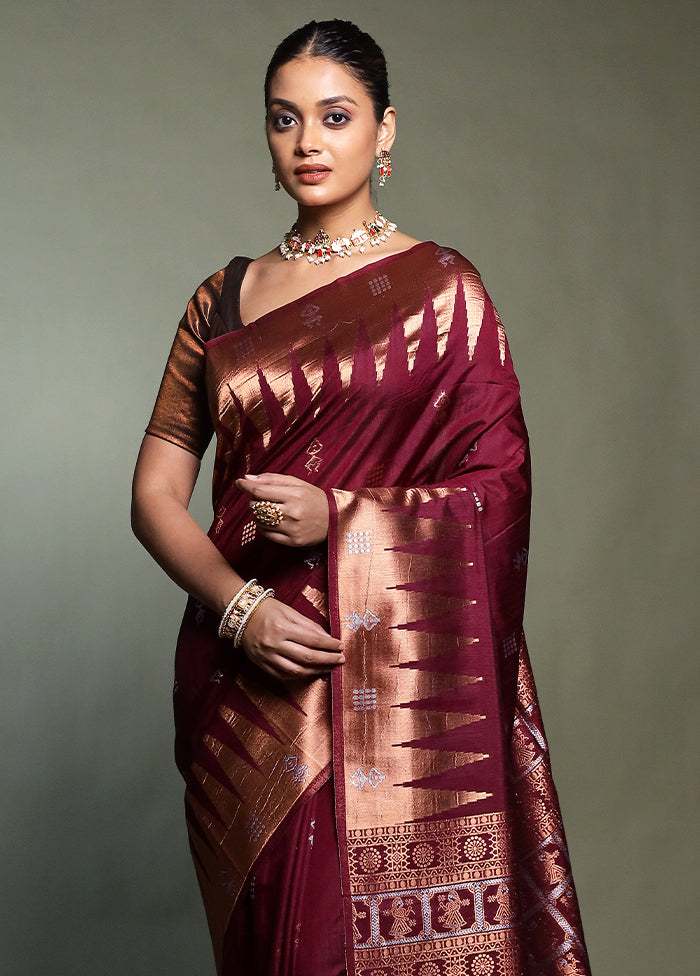 Purple Dupion Silk Saree With Blouse Piece