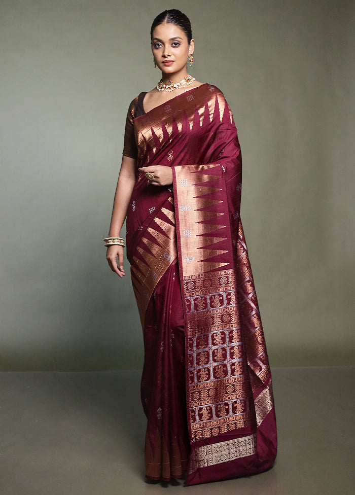 Purple Dupion Silk Saree With Blouse Piece