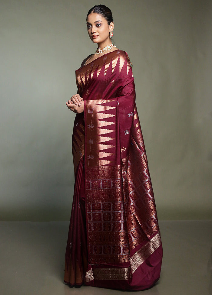 Purple Dupion Silk Saree With Blouse Piece