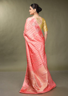 Pink Dupion Silk Saree With Blouse Piece