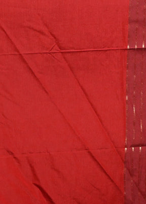 Red Dupion Silk Saree With Blouse Piece