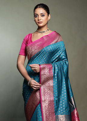 Green Katan Silk Saree With Blouse Piece
