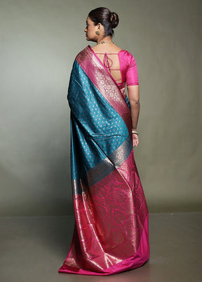 Green Katan Silk Saree With Blouse Piece