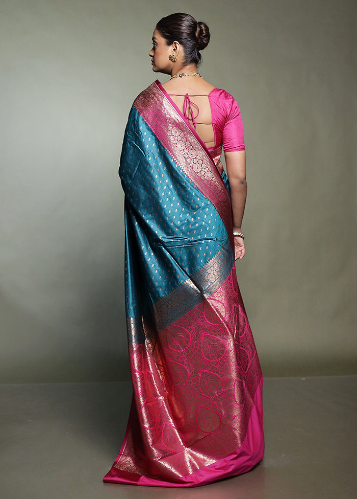 Green Katan Silk Saree With Blouse Piece