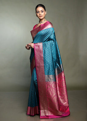 Green Katan Silk Saree With Blouse Piece