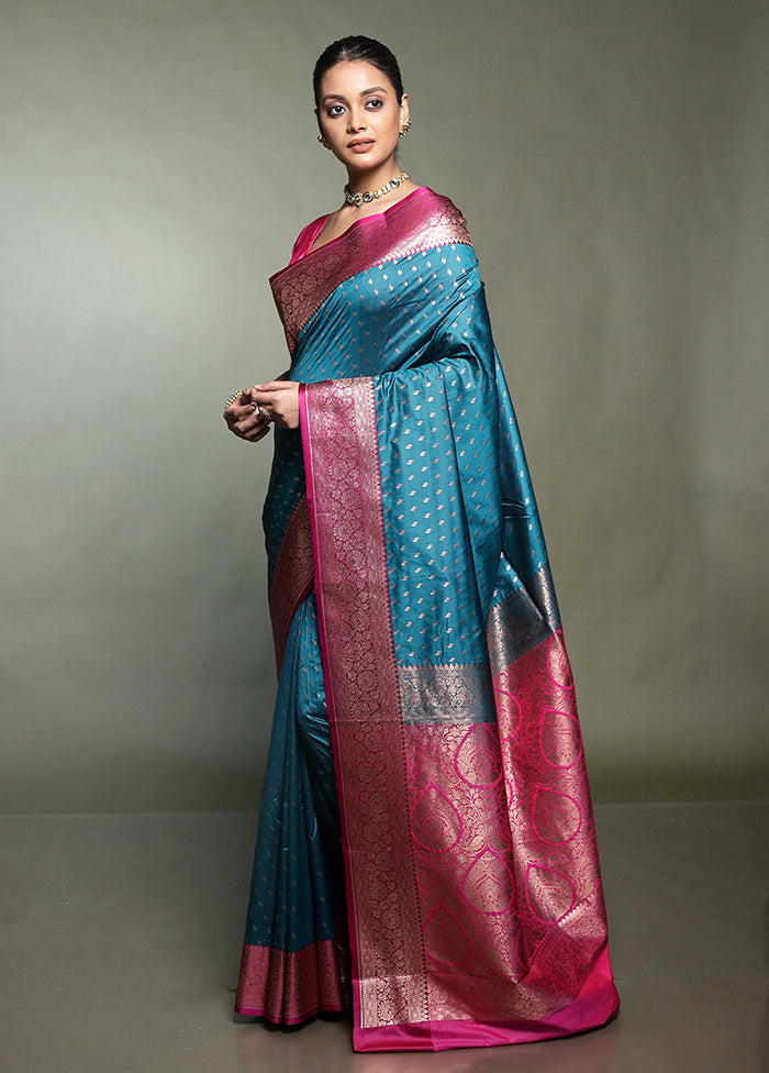 Green Katan Silk Saree With Blouse Piece