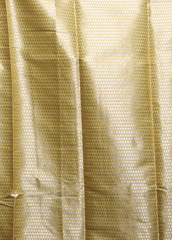 Yellow Kora Silk Saree With Blouse Piece