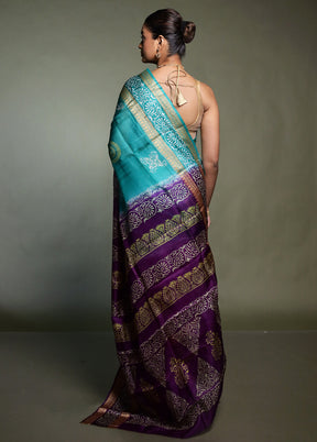 Purple Printed Pure Silk Saree Without Blouse Piece