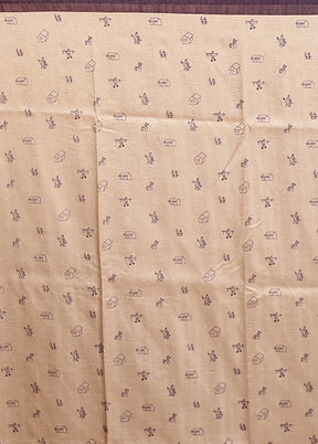 Cream Tussar Silk Saree With Blouse Piece
