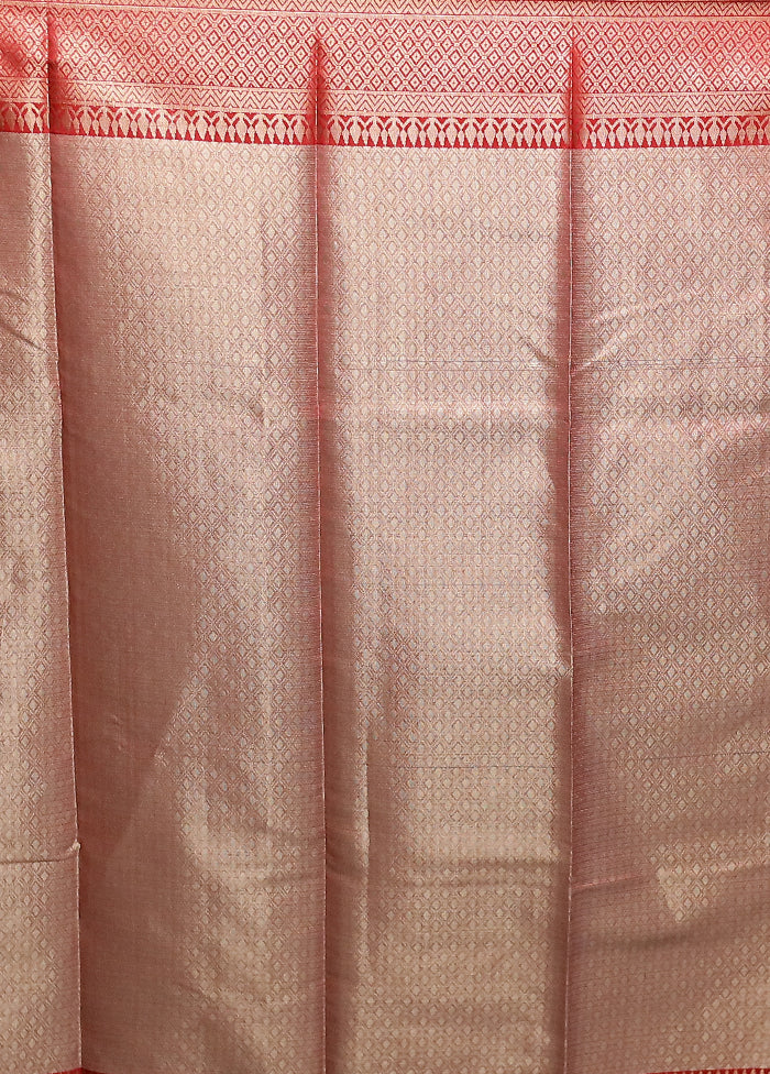 Pink Kora Silk Saree With Blouse Piece