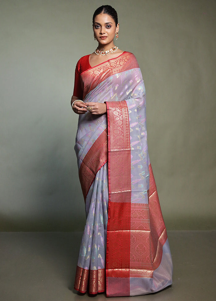 Grey Kora Silk Saree With Blouse Piece