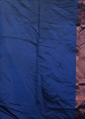 Blue Dupion Silk Saree With Blouse Piece