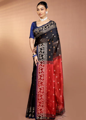 Black Matka Silk Saree With Blouse Piece