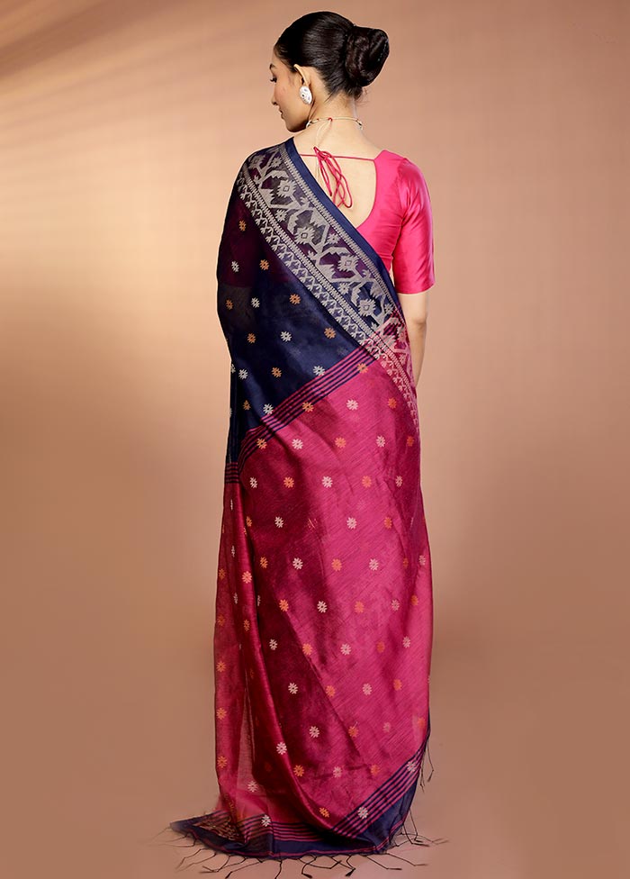 Blue Matka Silk Saree With Blouse Piece