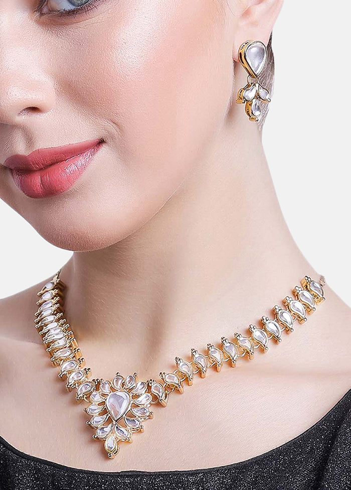 Gold Plated Innovative Jewellery Set With Kundan - Indian Silk House Agencies