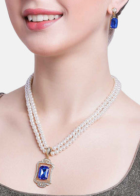 Gold Plated Sophisticated Pearl Jewellery Set - Indian Silk House Agencies