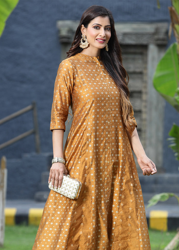 Mustard Pure Readymade Silk Kurti