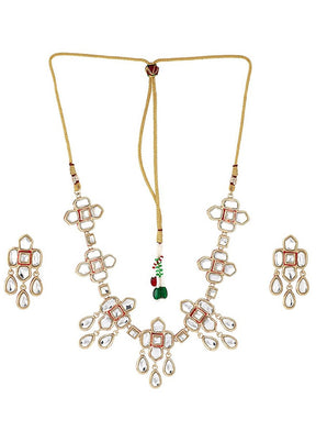 Gold Plated Traditional Kundan Necklace Set - Indian Silk House Agencies